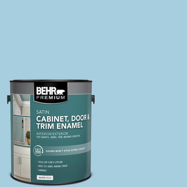 BEHR PREMIUM 1 gal. #M490-2 Carefree Sky Satin Enamel Interior/Exterior Cabinet, Door & Trim Paint