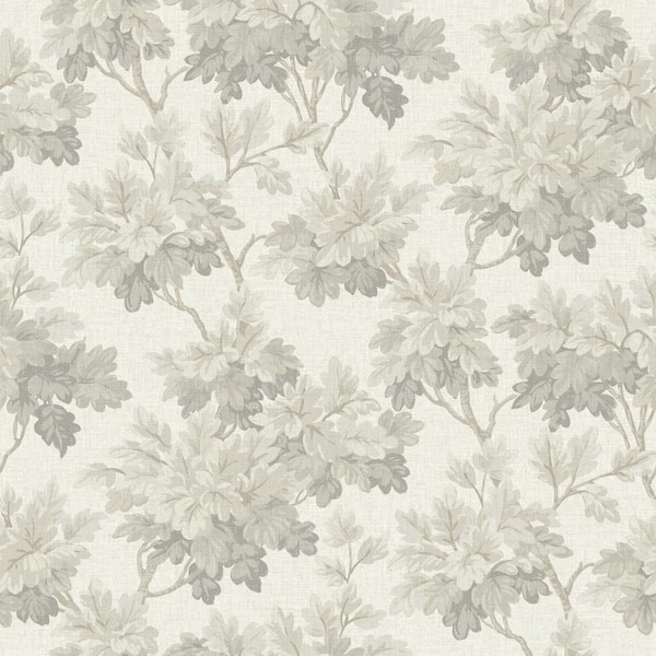 Erin Gates Grey Oakcliff Stone Leaf Trail Wallpaper Sample