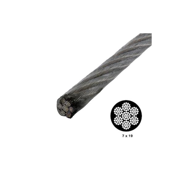 130 Ft Cable Length Black Vinyl Coated Galvanized Steel Wire Rope 7x19 Strand 3/16-1/4 Cable Only