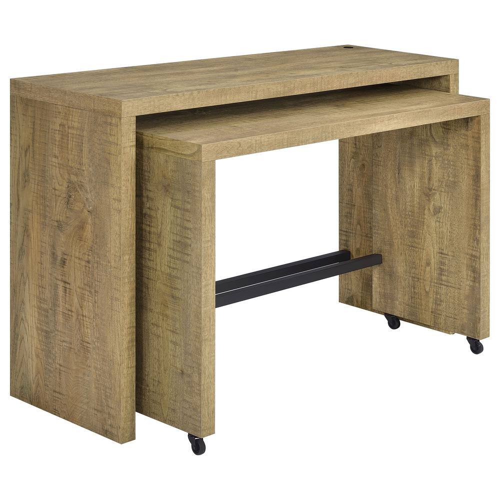 Mango Brown Industrial Rectangular Pub Table Set with 2 Chairs