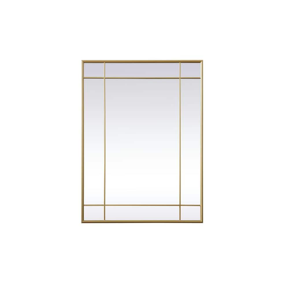 Timeless Home 30 in. W x 40 in. H Iron Brass French Panel Wall Mirror