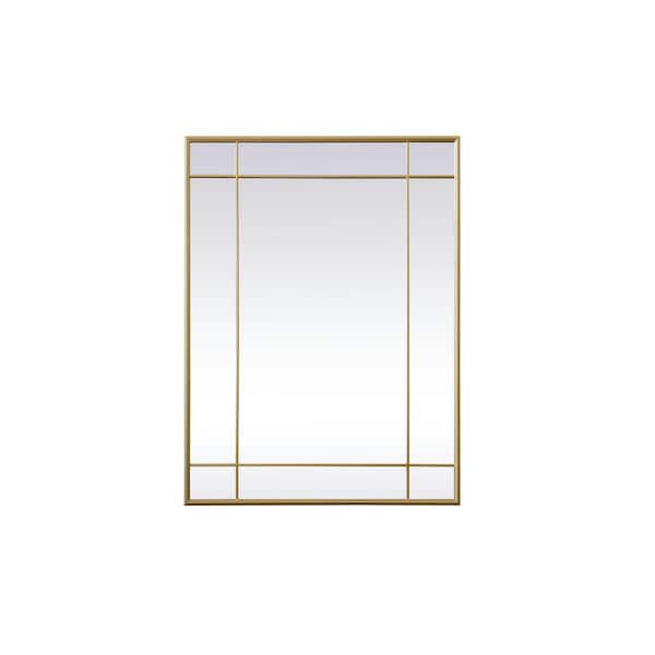 Unbranded Timeless Home 30 in. W x 40 in. H Iron Brass French Panel Wall Mirror
