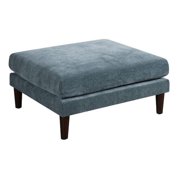 Benjara Slate Blue Fabric Square Medium Ottoman BM284327 Benjara Slate Blue Fabric Square Medium Ottoman BM284327