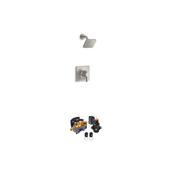 Venza Shower Faucet Trim Kit in Brushed Nickel and Rite-Temp Pressure-Balancing Valve Body Combo