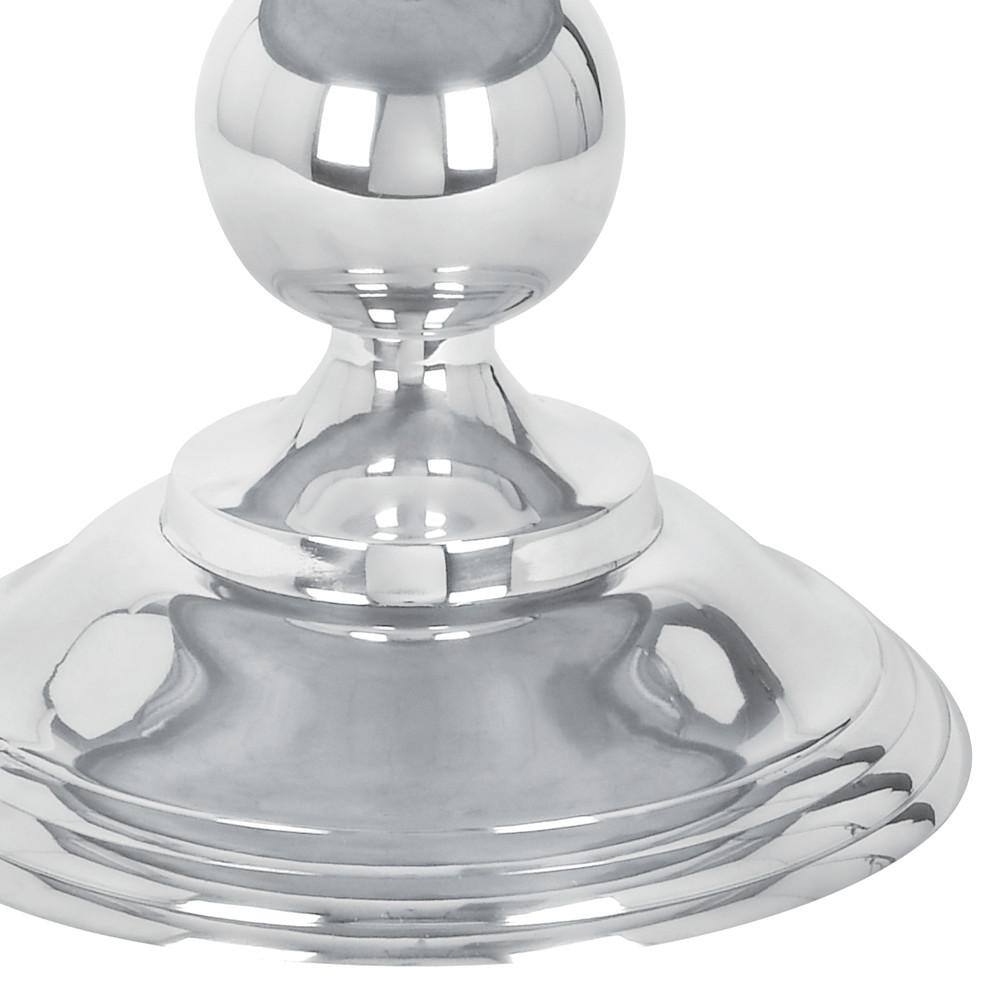 Elegant Goblet-Inspired Round Metal Coffee Table in Silver Finish