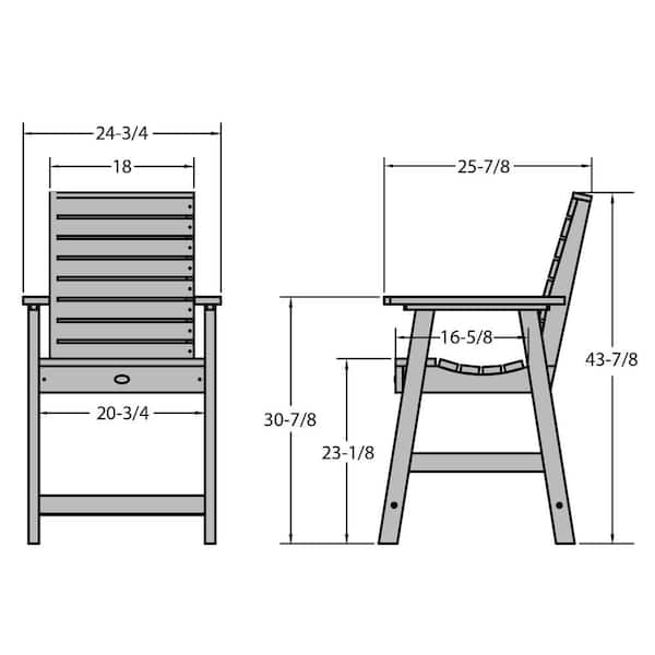 Highwood Weatherly Federal Blue Counter, Outdoor Dining Chair Dimensions