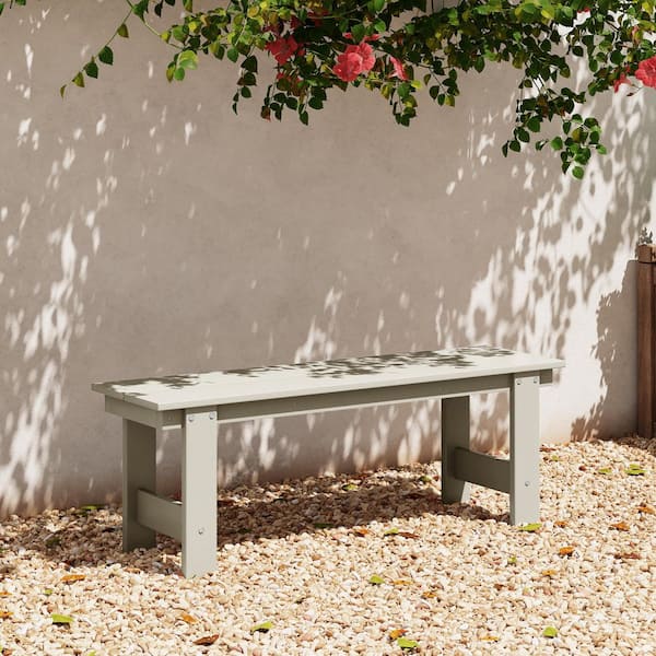 Shoreside Outdoor Patio 48" Plastic All Weather Porch Picnic Bench in Sand