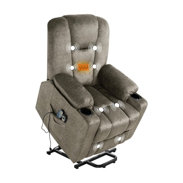 Gray Faux Leather Power Lift Recliner Chair with Remote, Comfortable Electric Reclining Chair with Footrest in Gray