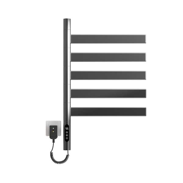 INSTER MOC 5-Bars Electric Plug-in Towel Warmer in Gray Single Rotatable Towel Rack