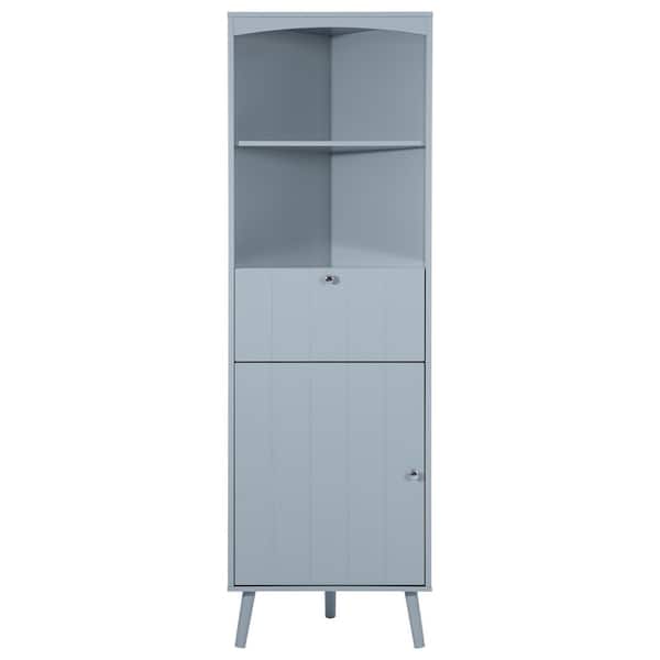 Tileon 20.1-in. W x 4.3-in. D x 63-in. H in Blue Gray MDF Ready to Assemble Floor Diagonal Kitchen Cabinet with Open Space