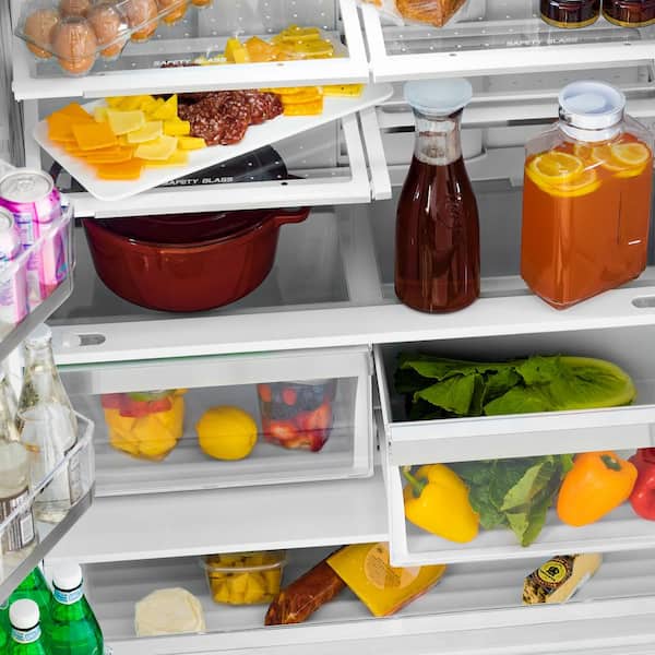 36 in. 4-Door French Door Refrigerator w/ Ice Maker in Fingerprint Resistant Black Stainless Steel with Water Filter