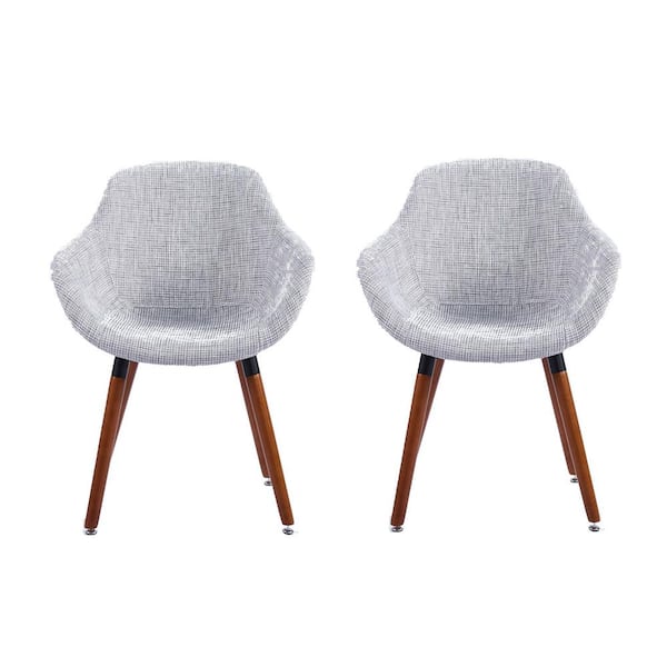 Wateday White Fabric Arm Chair (Set of 2