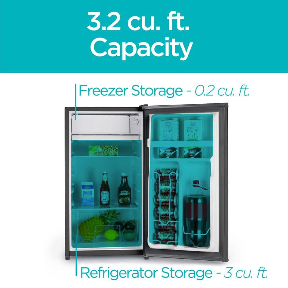 Black 3.2 Cu. Ft. Energy Star Compact Refrigerator with Freezer