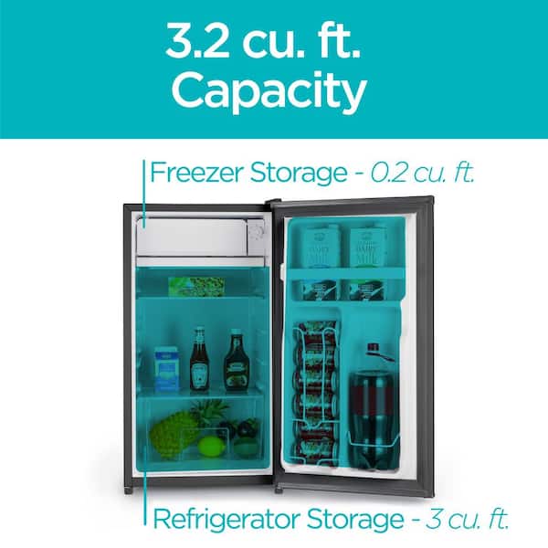 BLACK+DECKER 3.2 Cu Ft Mini Fridge with Freezer BCRK32W, White – The Market  Depot
