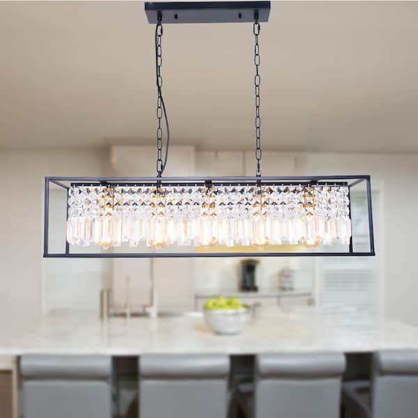5-Light Black Modern Chandelier Linear 