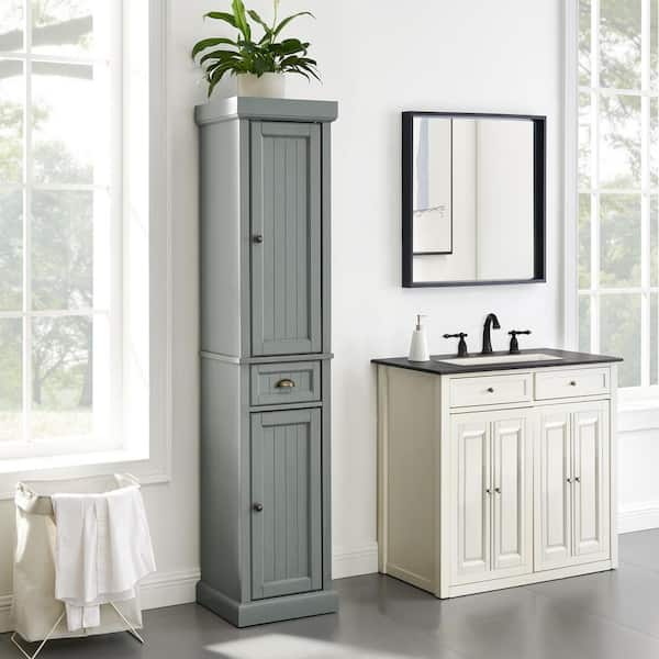 Seaside 16 in. W x 14 in. D x 72 in. H Linen Cabinet in Gray