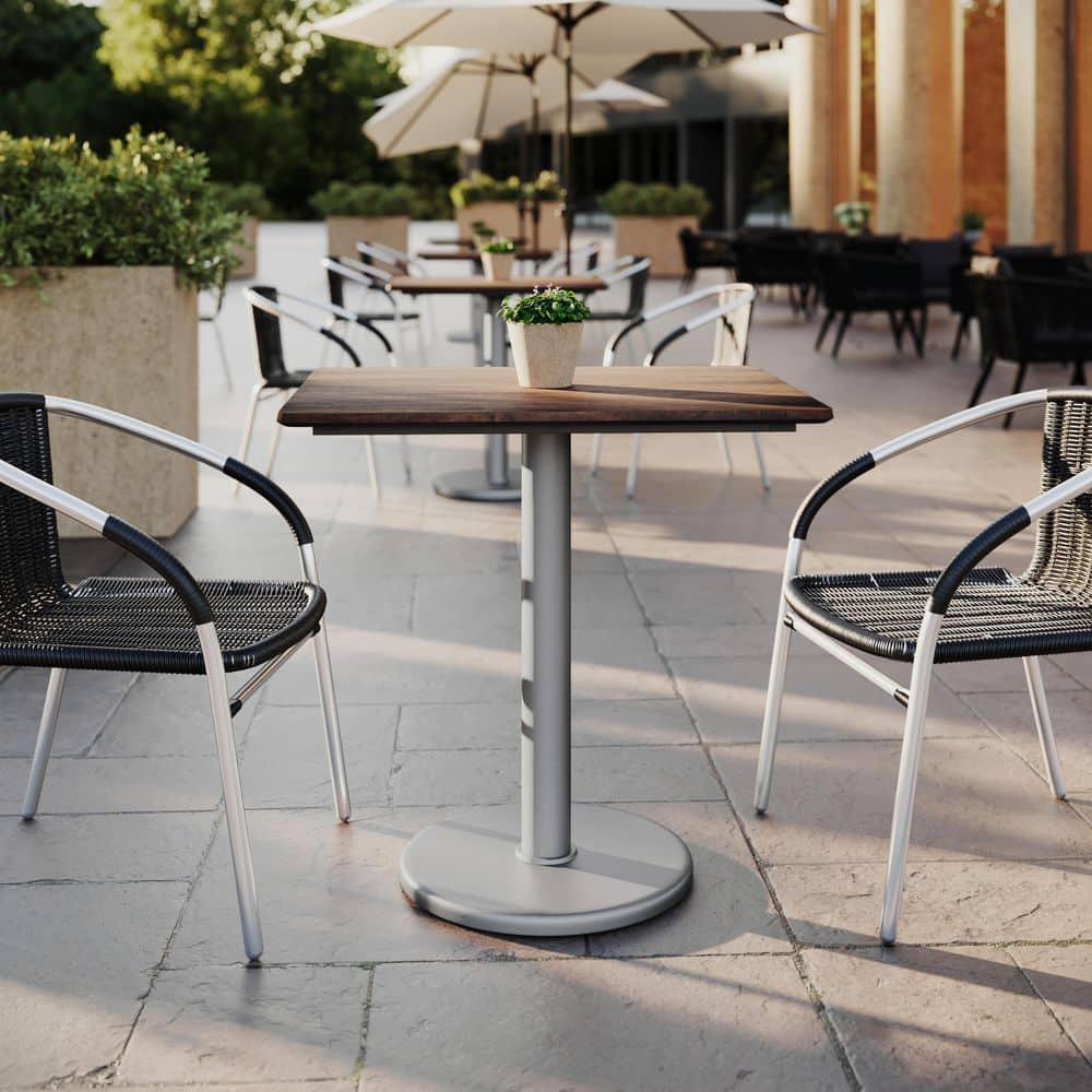 Acadia Dark Brown/Silver Base Wood 29.75 in. Column Base Dining Table with Seamless Surface Technology Seats 2