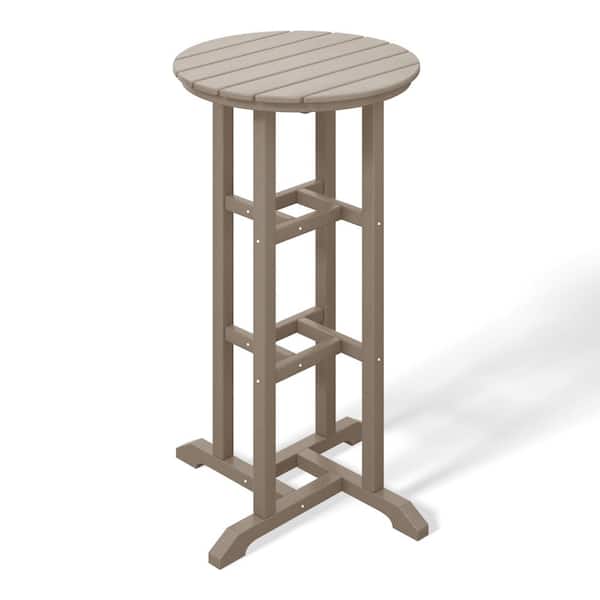 WESTIN OUTDOOR Laguna 24 in. Round Pub Height HDPE Plastic Dining Outdoor Bar Bistro Table in Weathered Wood