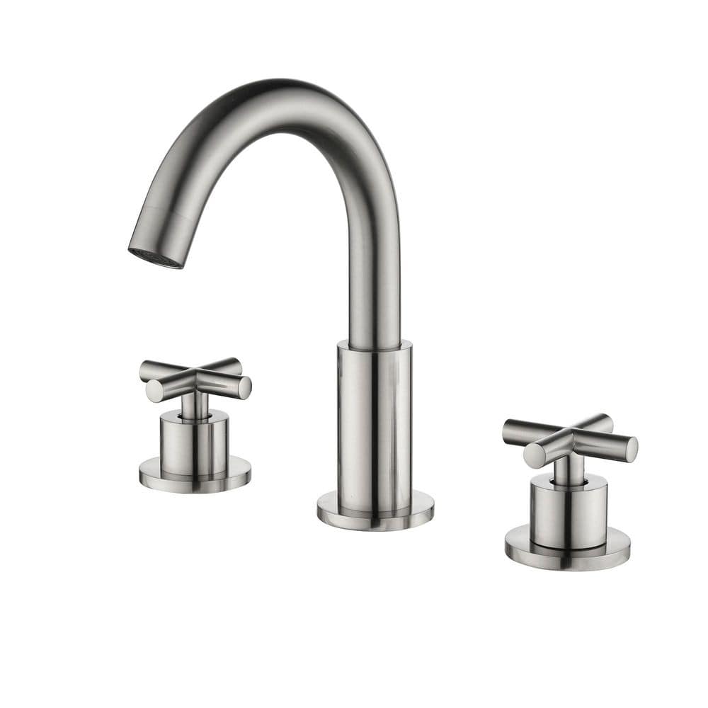 8 in. Widespread Double Handle Bathroom Faucet with Swivel Spout Modern 3 Hole Brass Vanity Sink Taps in Brushed Nickel price history on PriceWatchPro