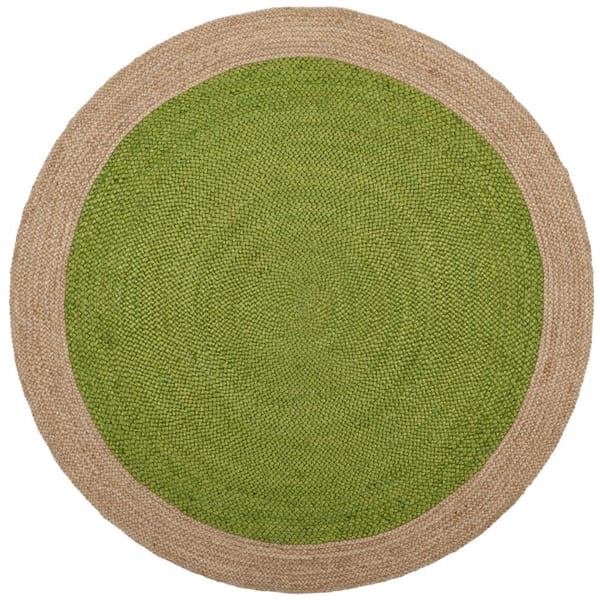 Natural Fiber Green/Beige 10 ft. x 10 ft. Woven Ascending Round Area Rug