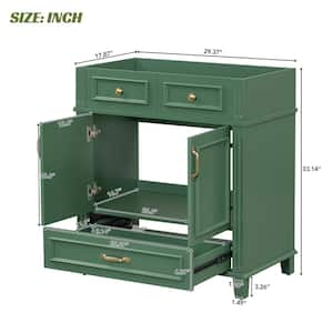 29.37 in. W. x 17.87 in. D x 33.14 in. H Bath Vanity Cabinet without Top in Green