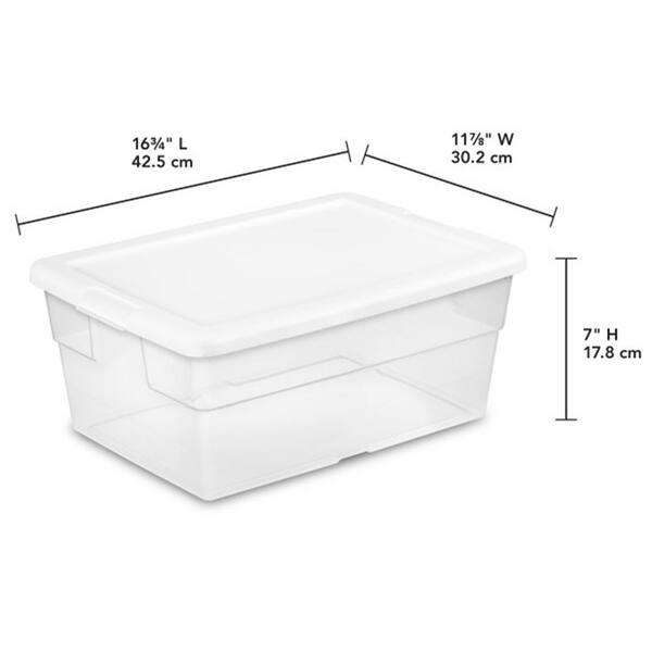 Sterilite 16 qt. Plastic Stacking Storage Container Box w/ Lid in Clear,  96-Pack 96 x 16448012 - The Home Depot