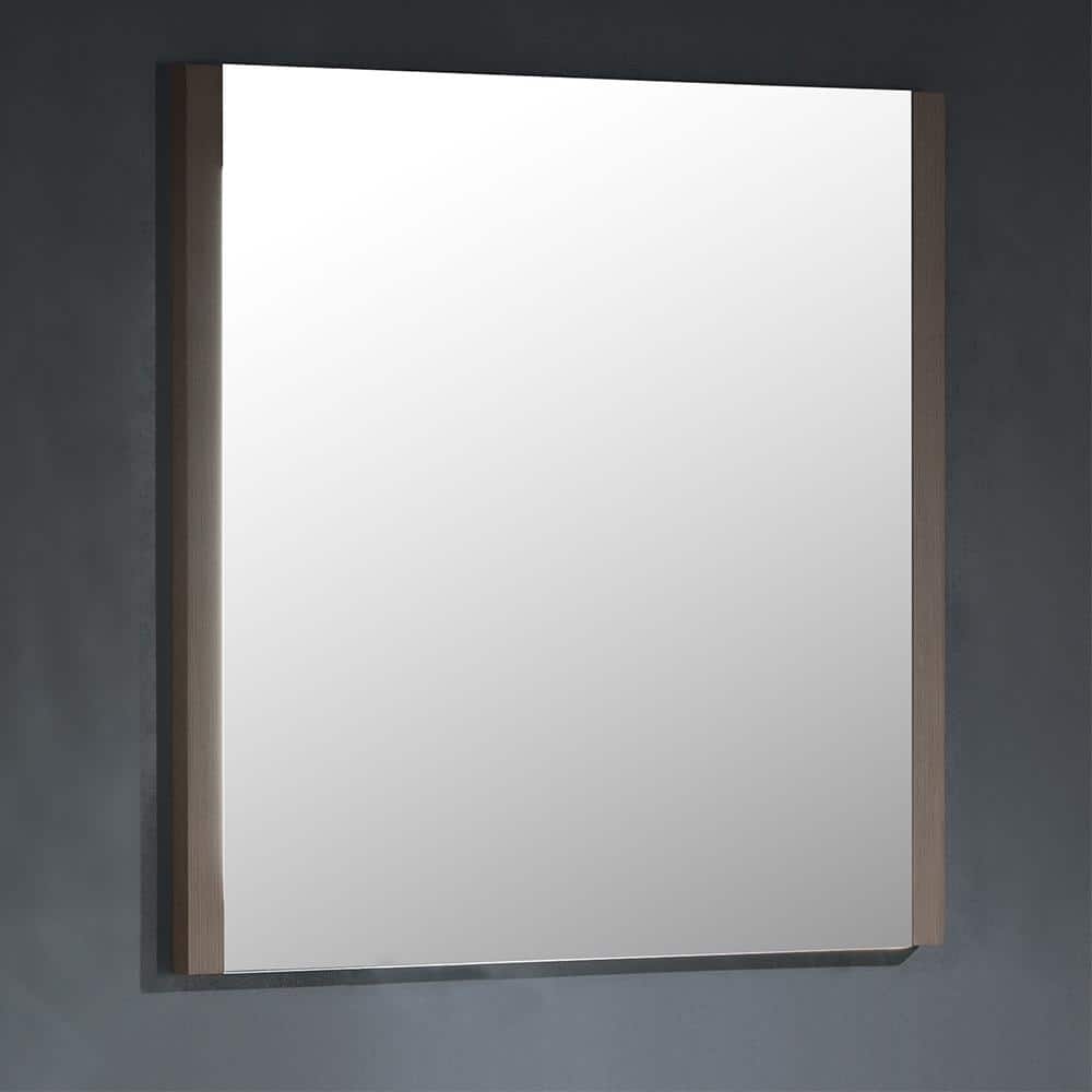 Gray Oak Frameless Rectangular Bathroom Vanity Mirror