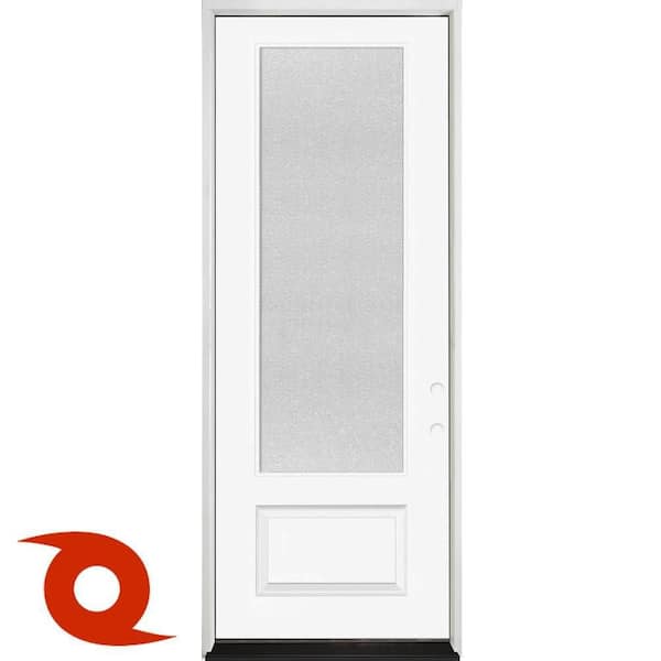 Palisade 36 in. x 96 in. 3/4 Micro Granite Impact Glass LHIS Unfinished Fiberglass Prehung Front Door with 4-9/16 Jamb