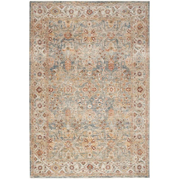 Sahar Blue 8 ft. x 10 ft. Floral Vintage Traditional Area Rug