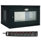 ECO-Surge 6 ft. 7-Outlet Surge Protector and SmartRack 6U Low-Profile Switch-Depth Wall-Mount Rack Enclosure Cabinet