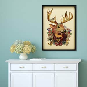 25 in. x 33 in. "Mr. Deer" Dimensional Collage Framed Graphic Art Under Glass Wall Art
