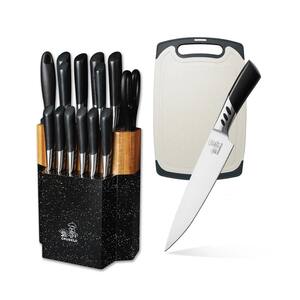 16-Piece Stainless Steel Modern Knife Set with blocks - Knife Set Sharpening Knife holder Scissors and Cutting board