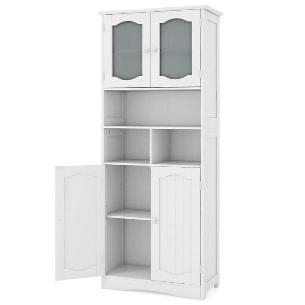 23.5 in. W x 12 in. D x 58.5 in. H White Freestanding Linen Cabinet with Frost Glass Doors price history on PriceWatchPro