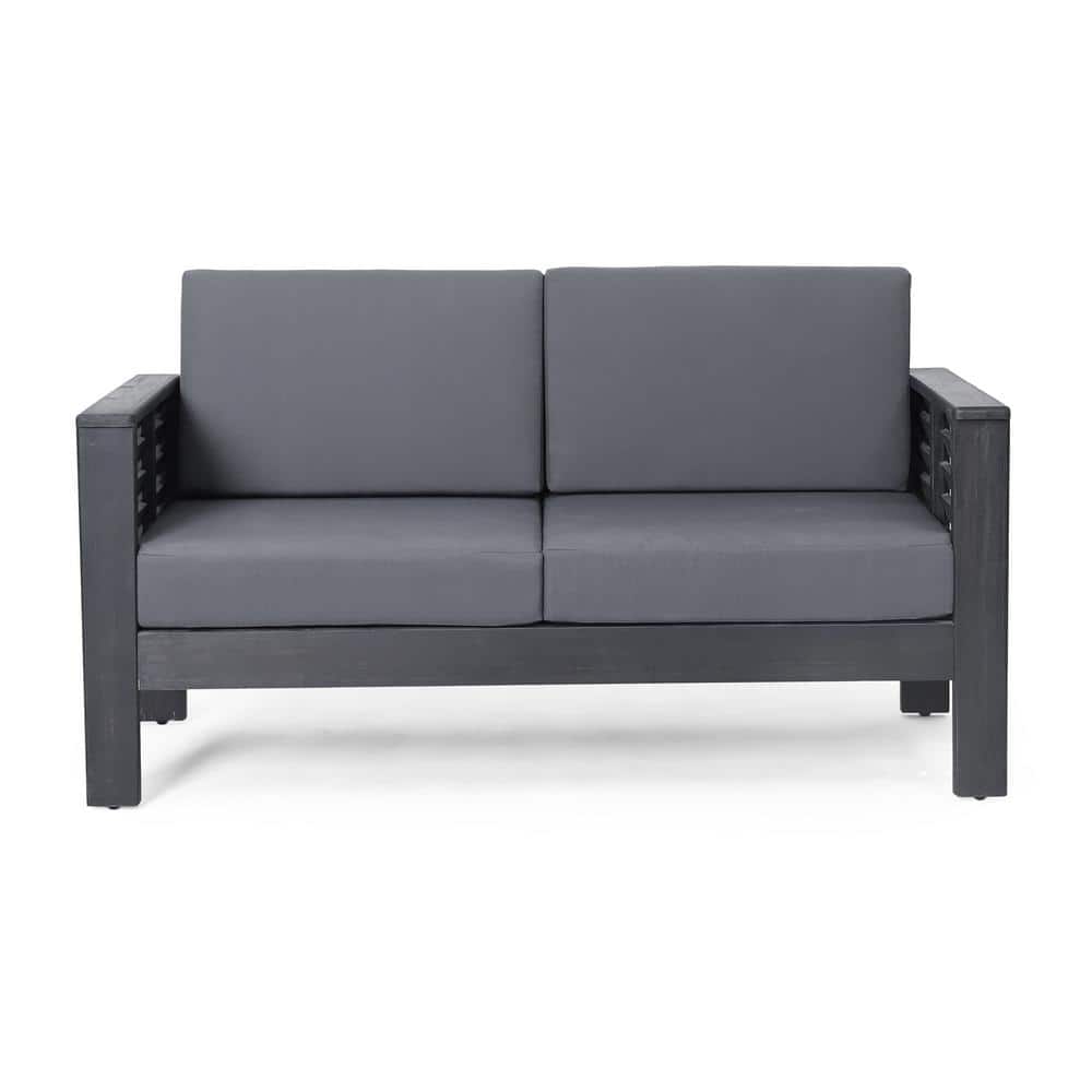 Dark Gray Acacia Wood 4-Seater Outdoor Chat Set with Cushions