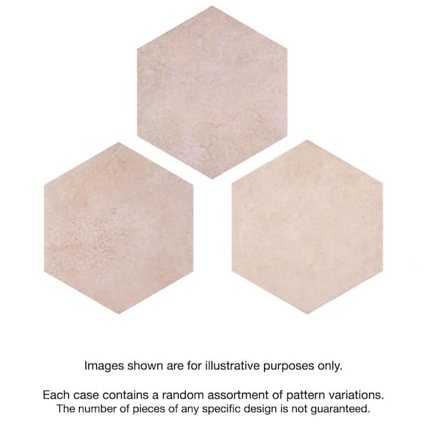 Heritage Hex Rose 7 in. x 8 in. Porcelain Floor and Wall Tile (7.5 sq. ft./Case)