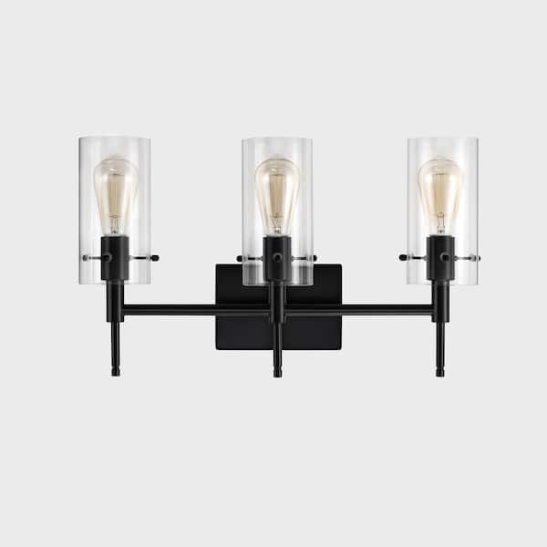 KAWOTI 22-in 3-Light Black Modern/Contemporary Vanity Light in the Vanity  Lights department at