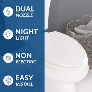 Slim Glow Non-Electric Bidet Attachment System in White