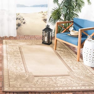 Courtyard Natural/Chocolate Doormat 3 ft. x 5 ft. Border Indoor/Outdoor Patio Area Rug