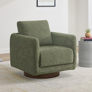 Jareth Green Fabric Swivel Arm Chair Modern Accent Chair with Removable Back Cusion for Living Room and  Bed Room