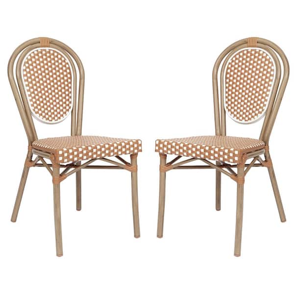 TAYLOR + LOGAN Brown Aluminum Outdoor Dining Chair in Brown Set of 2