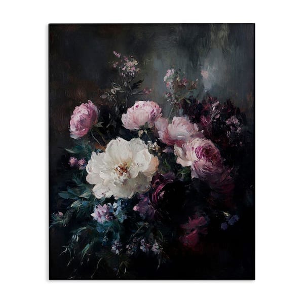 Vintage Dark Blossoms by Petal Prints Design Unframed Nature Graphic Art Print 20 in. x 16 in.