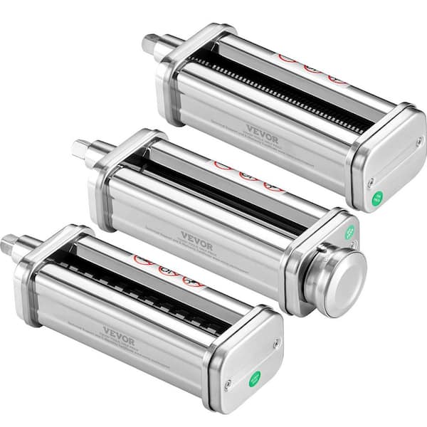 Stainless Steel Pasta Roller Cutter Attachment KitchenAid Stand Mixer 8-Adjustable Thickness Knob Pasta Maker (3-Pieces)
