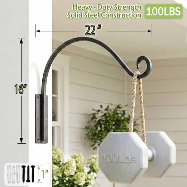 SenQWFa 22-Inch Steel Hanging Plant Bracket Hook with Heavy Duty Outdoor Wall Mount, Bird Feeder Planter Features, 1 Pack