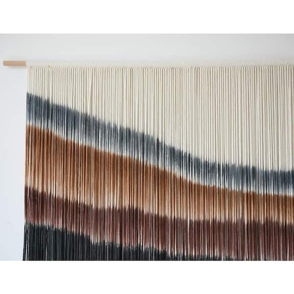 Unbranded 59 in. W x 35 in. L Wall Hanging Dip Dye Tapestry Fiber Wall Art, Boho Bedroom Decor Wall Tapestry-Coffee