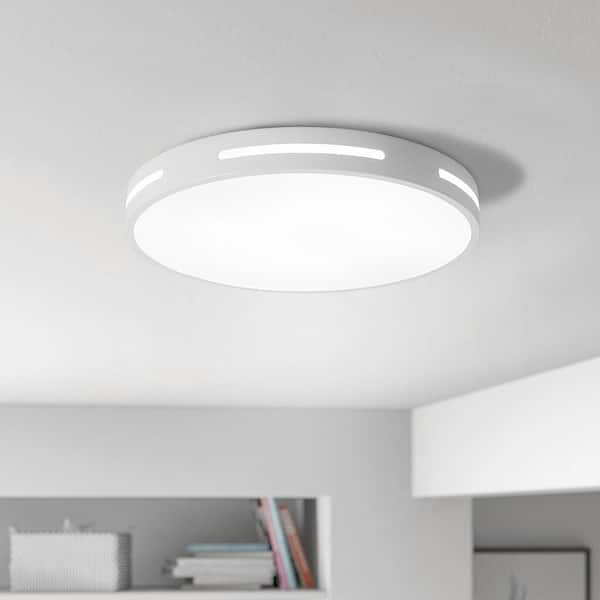 aiwen 19.7 in. 1-Light White Simple Circle 3-Tone LED Flush Mount 