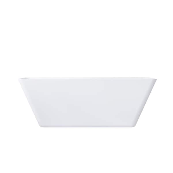 66 in. x 29.5 in. 100% Pure Virgin Acrylic Freestanding Soaking Bathtub with Overflow and Center Drain in White