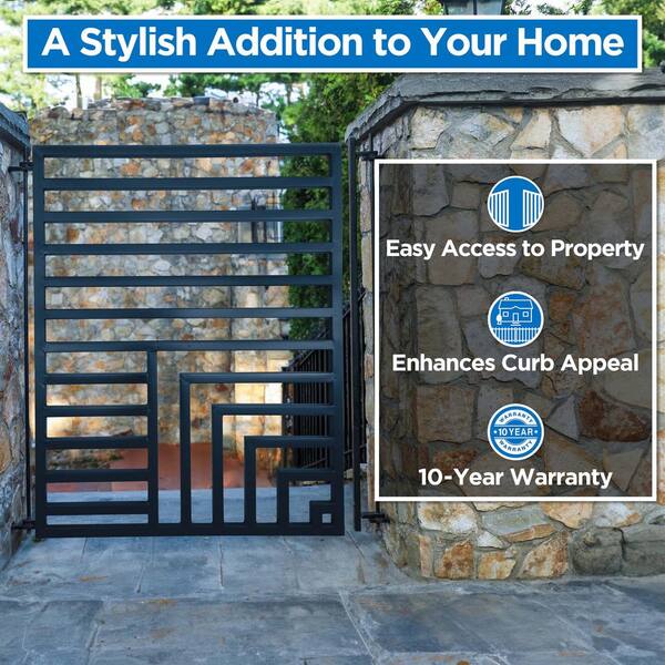 ALEKO 4 ft. x 5 ft. Florence Style Black Steel Pedestrian Fence Gate