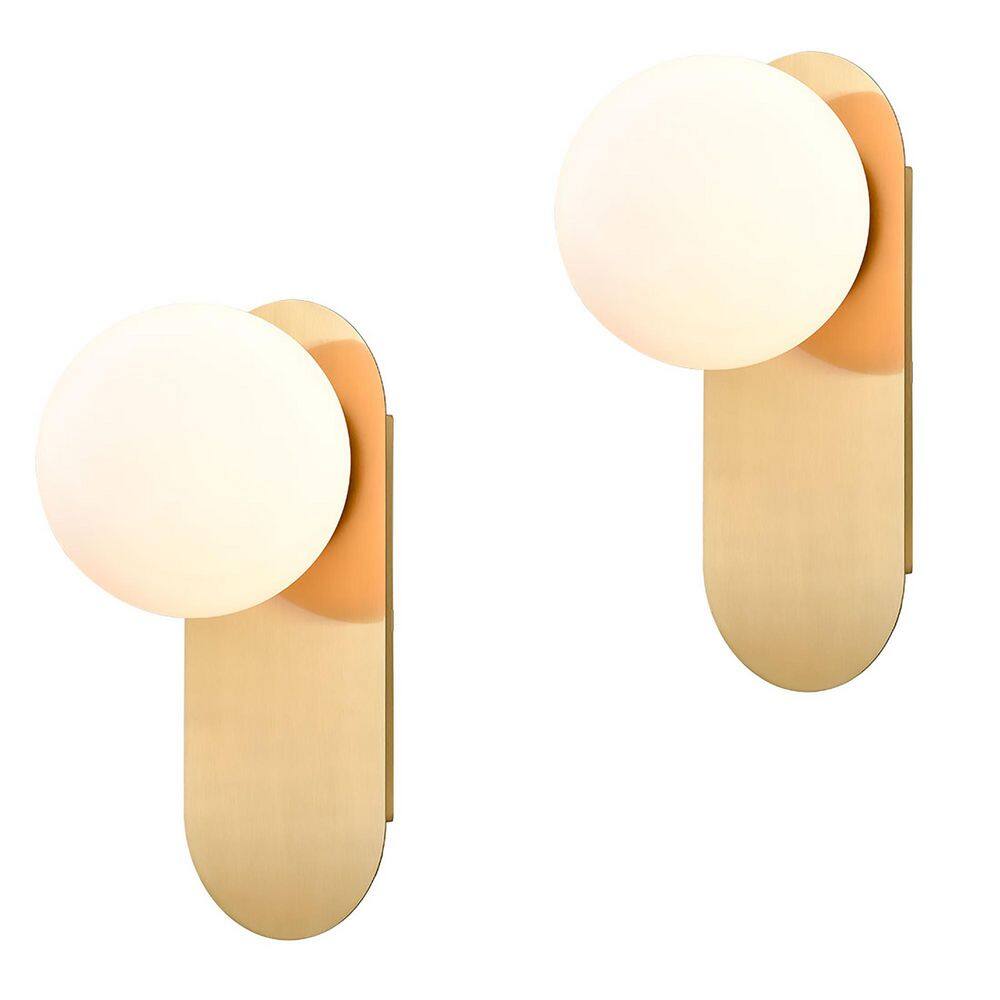 9.06 in. 2 light Gold Modern Wall Sconce with Glass Shade price history on PriceWatchPro