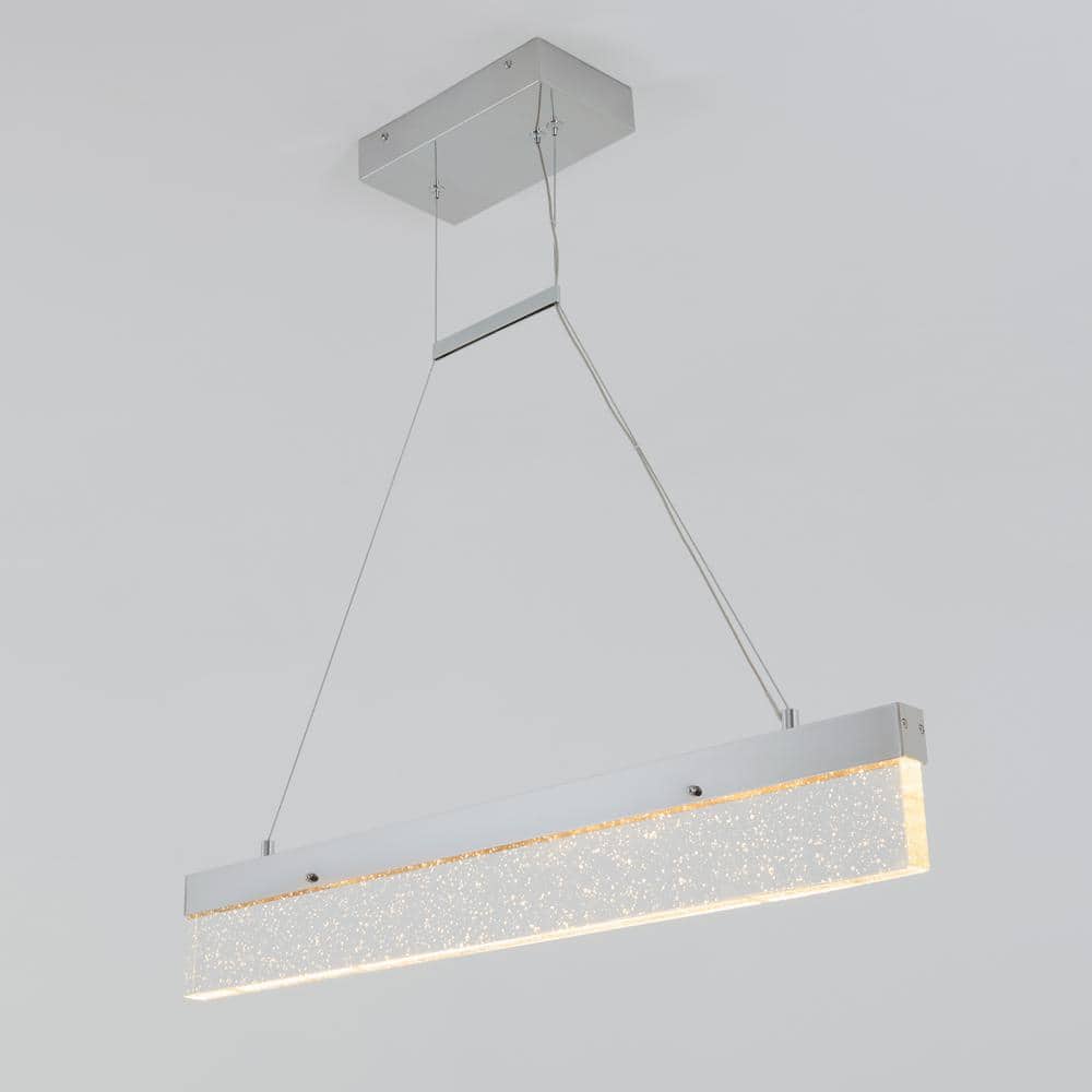 Essence Bar Chrome Linear LED Pendant Light with Bubble Glass