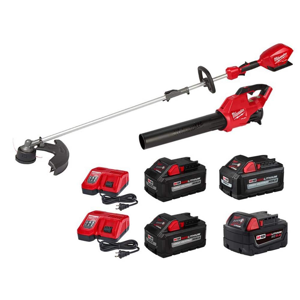 Milwaukee M18 FUEL 18V Lithium-Ion Cordless String Trimmer/Blower Combo with two 8.0 Ah, one 5.0 Ah & one 6 Ah Battery -  282527241860